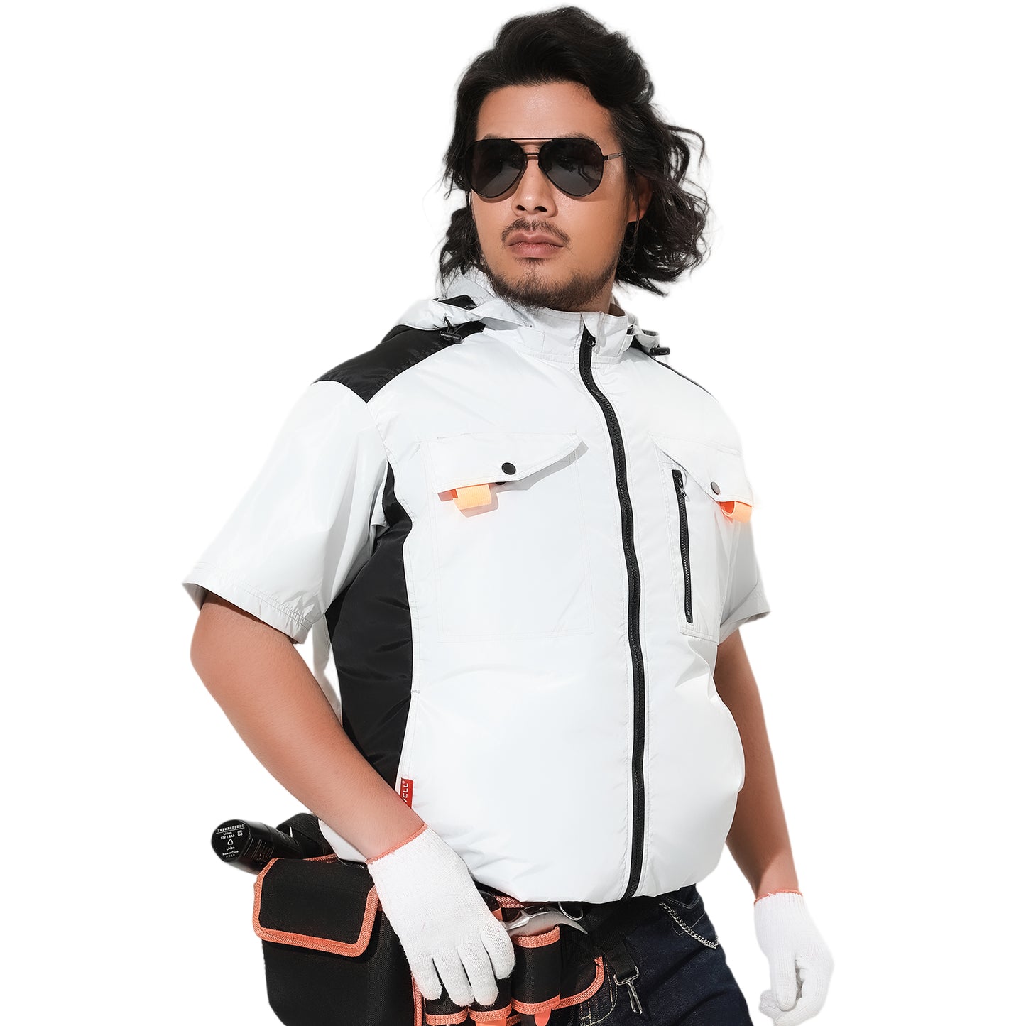 空調服|服のみ【フード付き半袖、5カラー、S~7L】