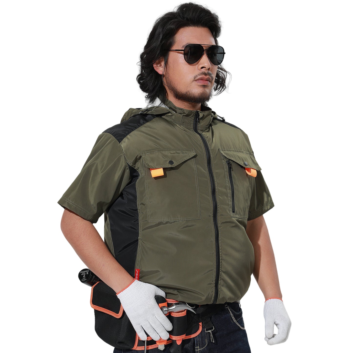 空調服|服のみ【フード付き半袖、5カラー、S~7L】