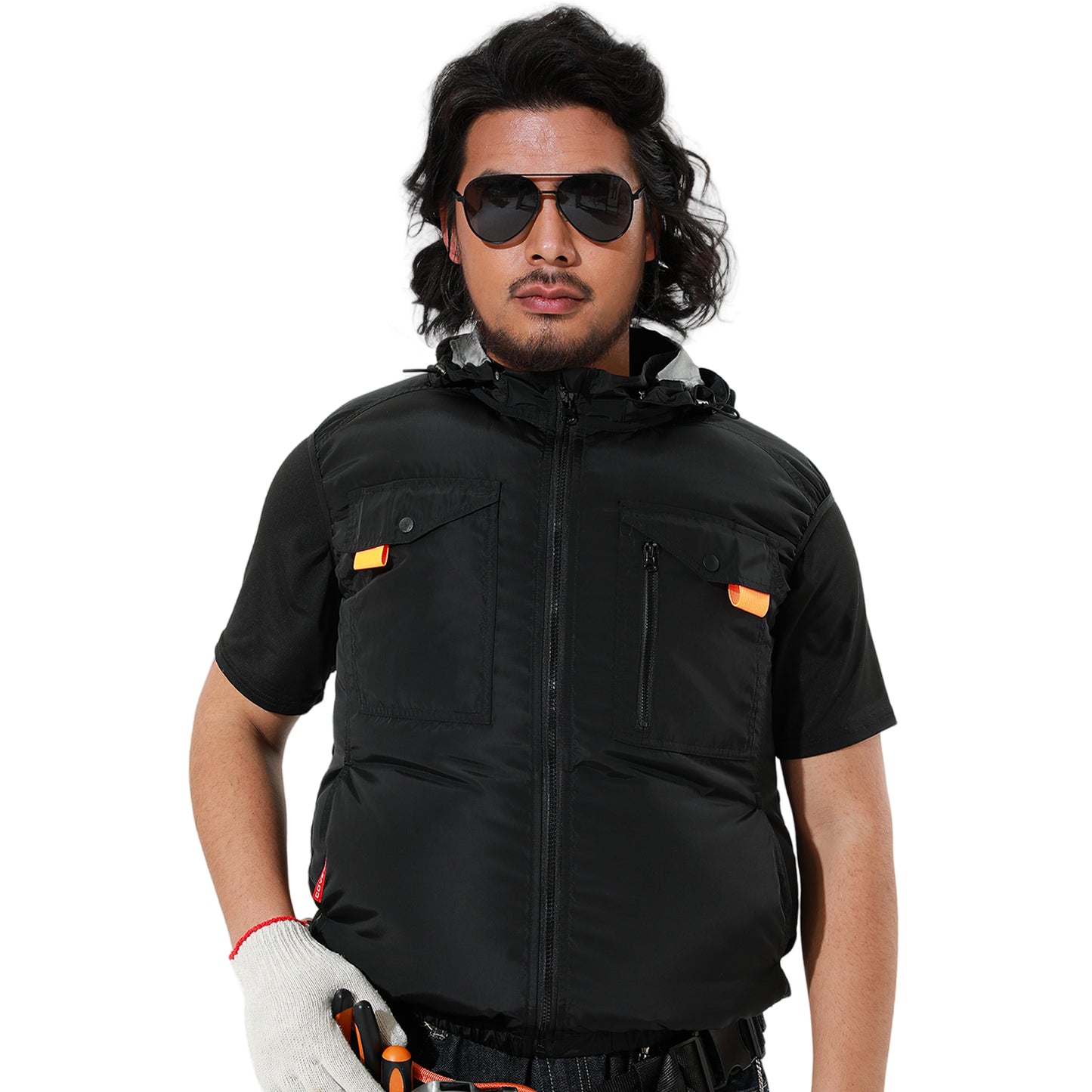 空調服|服のみ【フード付きベスト、7カラー、S~7L】