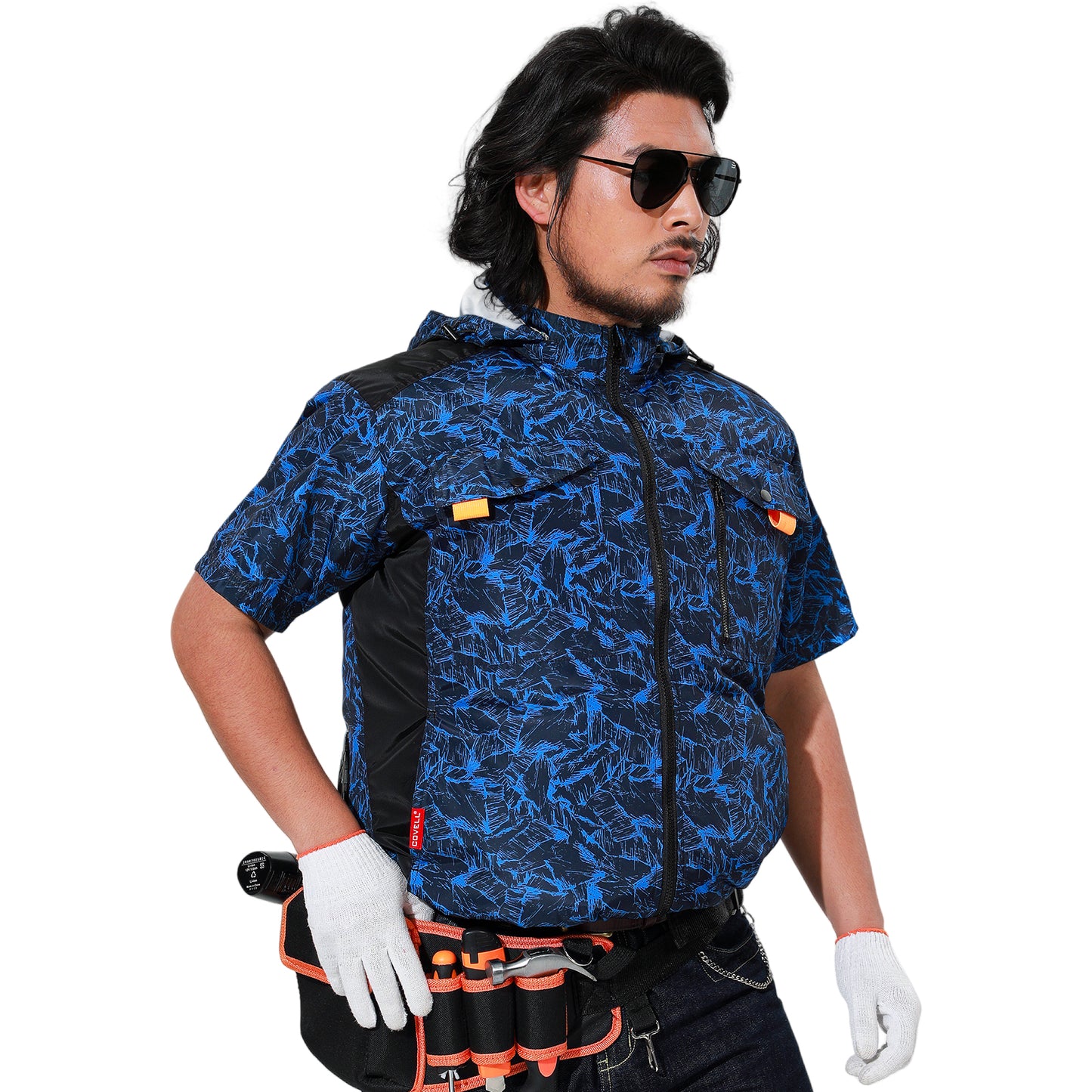 空調服|服のみ【フード付き半袖、5カラー、S~7L】