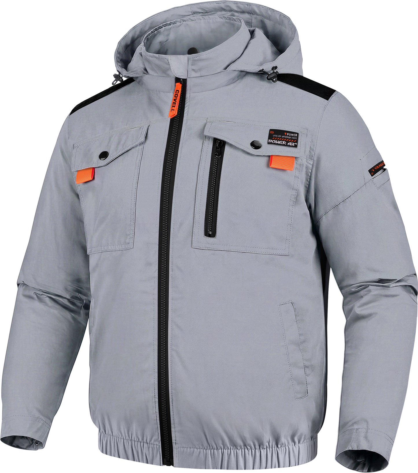 空調冷風服【フード付き長袖、綿35%+ポリ65%、3カラー、S~7L】