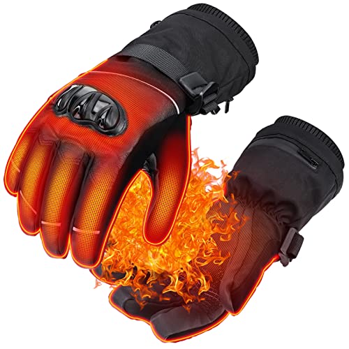 COVELL 電熱グローブ 【合計10000mAh大容量電池付き】 電熱手袋 バイク用 防水防寒 ヒーター手袋 バイクグローブ バイク用グローブ プロテクター 秋 冬 防風 オートバイ 自転車 サイクル 登山 スキー クリスマス プレゼント