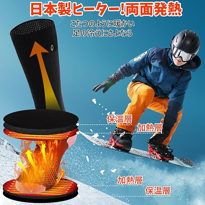 電熱ソックス 合計バッテリー12000mAh付き