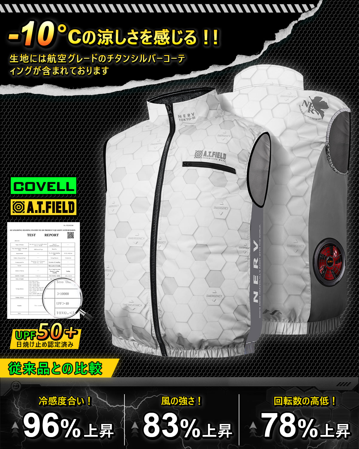 【数量限定・予約販売】COVELL × エヴァンゲリオン公式コラボ 空調服|ベスト(服のみ)