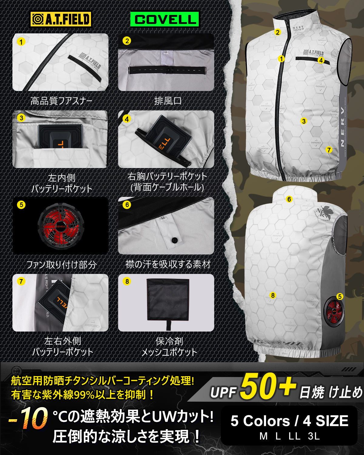 A.T.FIELD COVELL空調冷風ベスト|(服のみ)