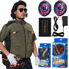 32V|空調服セット【フード付き半袖、5カラー、S~7L】