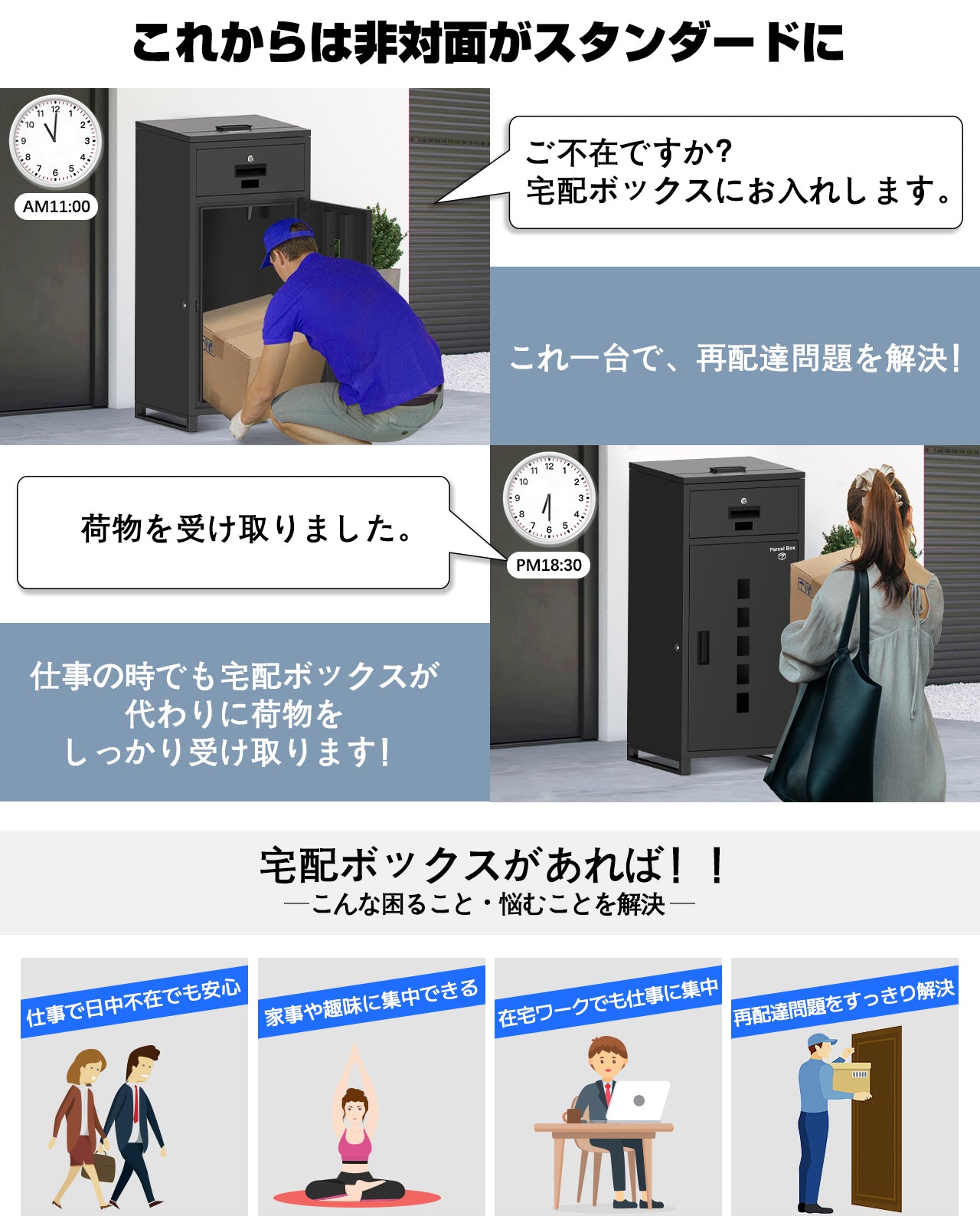 宅配ボックス-B2シリーズ 一体型 大容量 特大 135L 鍵付き 盗難防止 両 宅配ボックス-B2シリーズ 一体型 大容量 特大 135L 鍵付き 盗難防止 両
