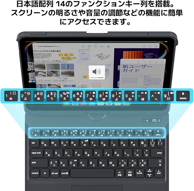 人気No1【2024新型ipad Air対応】iPad　360°回転マジックキーボード