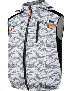 空調冷風服【フード付きベスト、ポリエステル100％、8カラー、S~7L】