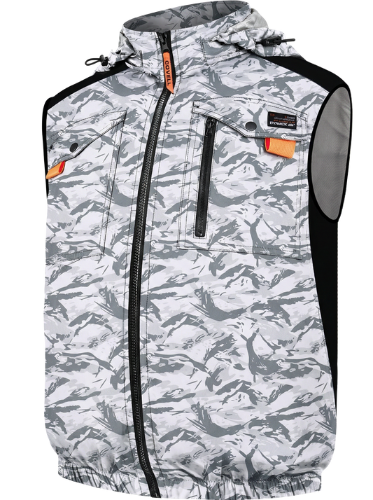 空調冷風服【フード付きベスト、ポリエステル100％、8カラー、S~7L】