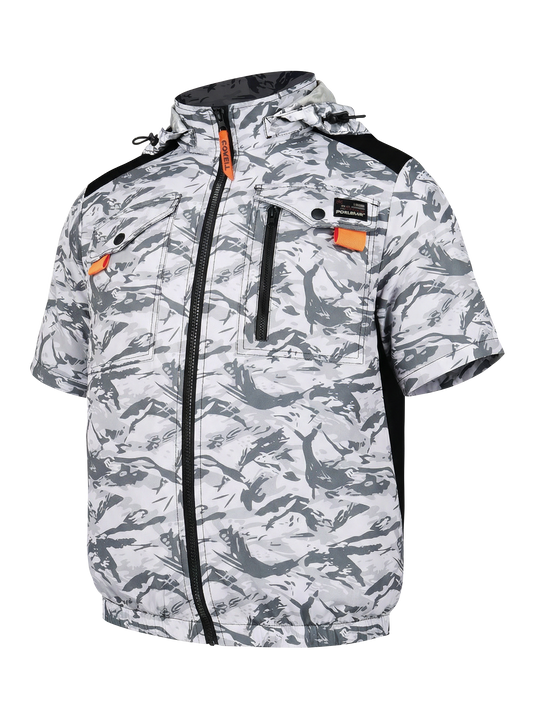 空調冷風服【フード付き半袖、ポリエステル100％、8カラー、S~7L】