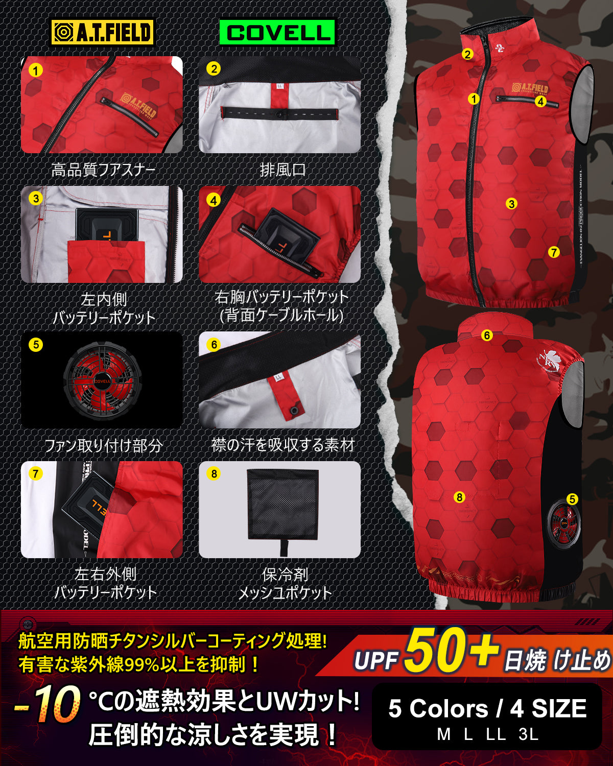 【A.T.FIELD コラボ】COVELL 空調冷風服|服のみ