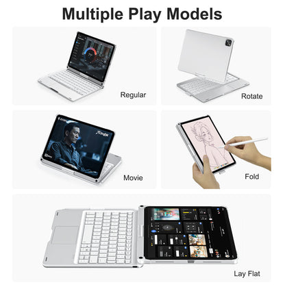 ifacemall iPad Magic Keyboard 360° Rotation Type Bluetooth Keyboard Touchpad Pen Charging Luxury Compatible with All Models